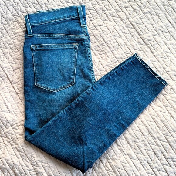 J. CREW 10” High Rise Skinny Cropped Stretch Raw Hem Blue Jeans Denim Size 28P - Picture 6 of 6